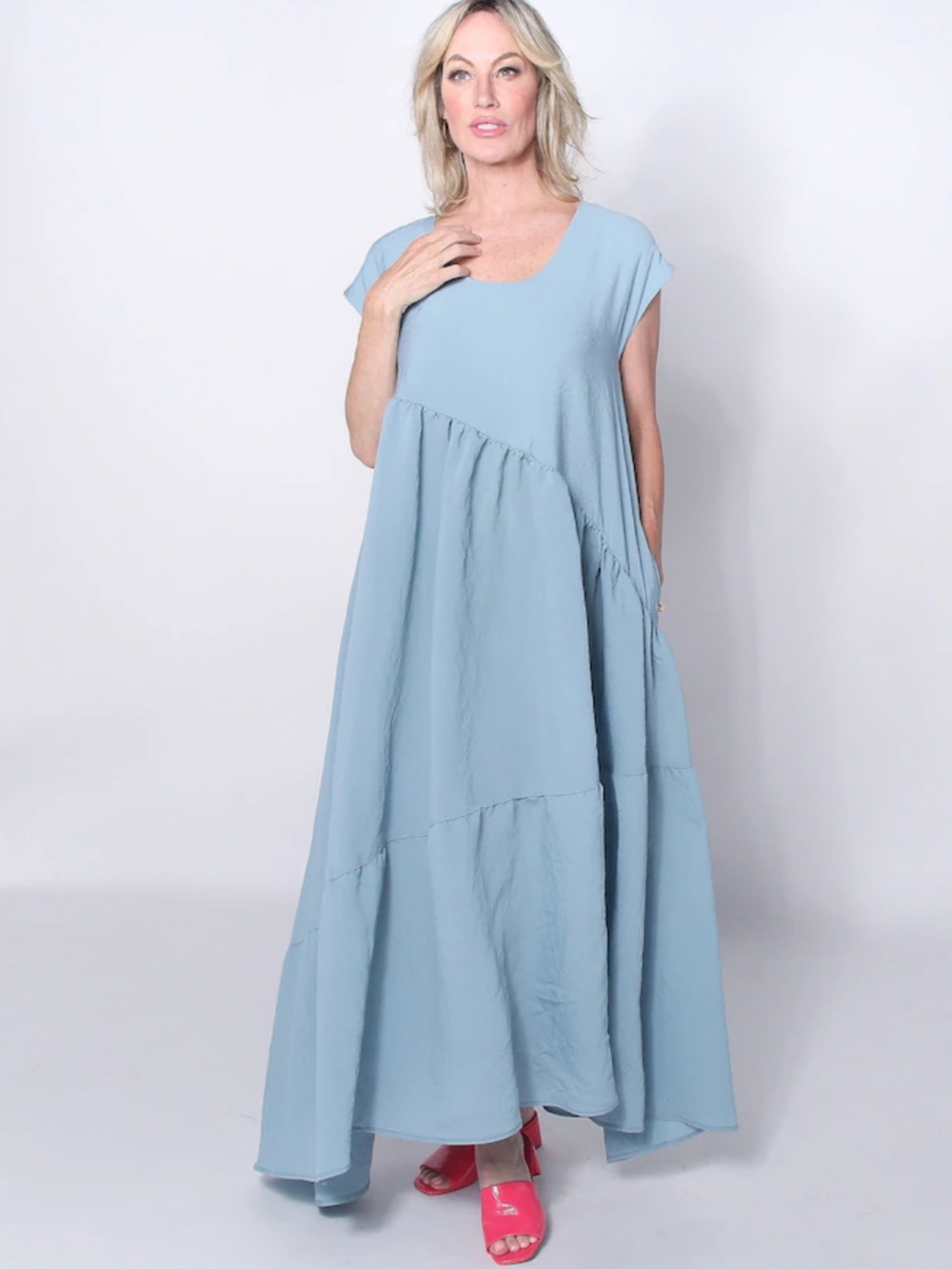 Brian Bailey Promise Blue Tiered Maxi Dress